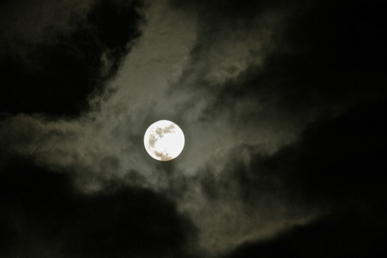 Full moon on a cloudy night